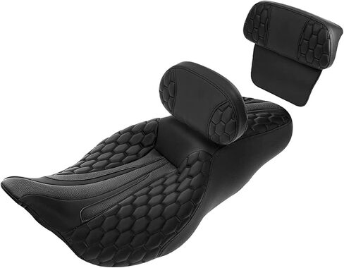 SLMOTO Driver Passenger Seat Rider Backrest Passenger Sissy Bar For Harley Touring Road King Street Glide Electra Glide Road Glide Hexagon Scorched 14-23 Grey Black Motorcycle Seat Cushion in Kuwait