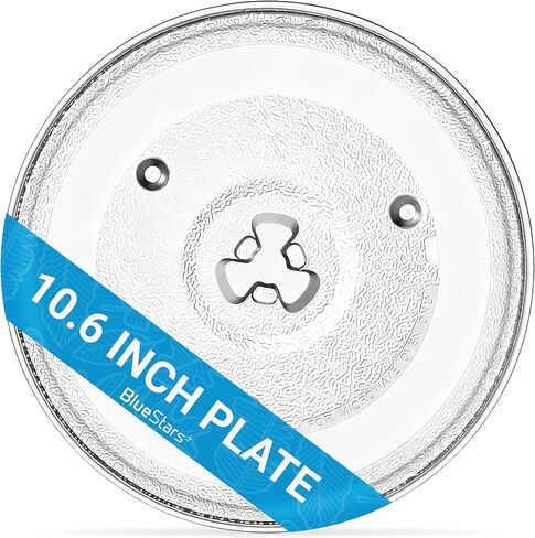 BlueStars Microwave Glass Plate 10.6" / 27cm - Replaces WB48X21336 BT-3112 - Universal Fit for Panasonic Farberware High Pointe Toshiba Haier Microwaves Ovens - Durable Y-Type Turntable Tray in Saudi Arabia