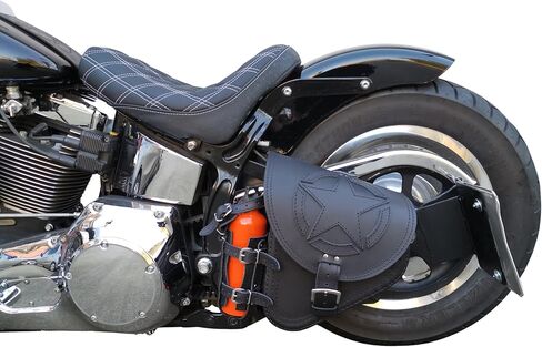 حقيبة Fortuna Black Swing Arm Bag Biker Bag إطار صلب متوافق مع Harley Davidson Fatboy Left Breakout Fat Bob Side HD Special Edition Side Bag in Kuwait