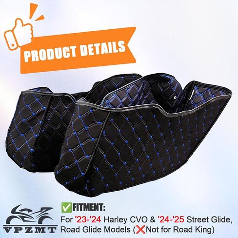 Saddlebags Liners Carpet Insert for 2023 2024 2025 2026 Harley Touring Road Glide, Street Glide, CVO Road Glide, CVO Street Glide, CVO Road Glide ST Models (Blue Stitching) in Kuwait