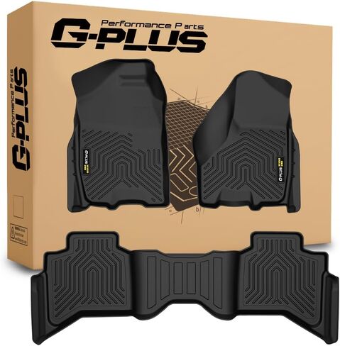 G-PLUS TPE Floor Mats Fit Dodge Ram 1500 Quad Cab 2009-2018 / Ram 1500 Classic Quad Cab 2019-2022 1st & 2nd Row Truck Accessories Cargo Liners All Weather Protection 3PCs Black Alfombras para Carro in Kuwait