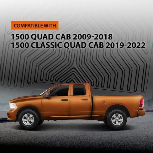 G-PLUS TPE Floor Mats Fit Dodge Ram 1500 Quad Cab 2009-2018 / Ram 1500 Classic Quad Cab 2019-2022 1st & 2nd Row Truck Accessories Cargo Liners All Weather Protection 3PCs Black Alfombras para Carro in Kuwait