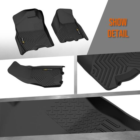 G-PLUS TPE Floor Mats Fit Dodge Ram 1500 Quad Cab 2009-2018 / Ram 1500 Classic Quad Cab 2019-2022 1st & 2nd Row Truck Accessories Cargo Liners All Weather Protection 3PCs Black Alfombras para Carro in Kuwait