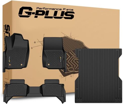 G-PLUS TPE Floor Mats Fit Dodge Ram 1500 Quad Cab 2009-2018 / Ram 1500 Classic Quad Cab 2019-2022 1st & 2nd Row Truck Accessories Cargo Liners All Weather Protection 3PCs Black Alfombras para Carro in Kuwait