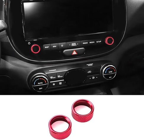 Aluminum Car Radio Audio Volume Adjustment Knob Cover,Radio Volume Control Switch Knob Trim Cover Compatible with Kia Soul 2020-2025 Accessories (Red) in Kuwait