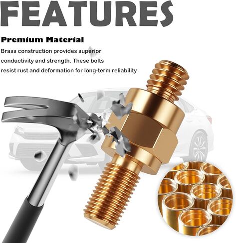 2 Set Side Post Battery Terminal Extender Bolts with Nuts,3/8"-24 Fine & 3/8"-16 Coarse Teeth Side Post to Top Posts Battery Adapter,Multi-Purpose Batteries Sides Posts Adapter in Kuwait