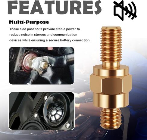 2 Set Side Post Battery Terminal Extender Bolts with Nuts,3/8"-24 Fine & 3/8"-16 Coarse Teeth Side Post to Top Posts Battery Adapter,Multi-Purpose Batteries Sides Posts Adapter in Kuwait