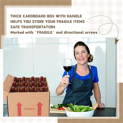 Tatuo 5 Pack Wine Bottle Moving Box with Lid 14 x 12 x 13 Inch Corrugated 12 Bottle Moving and Storage Box with Reinforced Cardboard and Handles for Wine, Champagne or Glass Bottles in Saudi Arabia