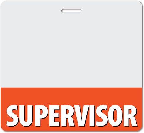 Supervisor شديد التحمل أفقيًا ورديًا ساطعًا (عبوة واحدة) - بطاقات مقاومة للانسكاب والتمزق - ملصق تعريف سريع الدور مطبوع على الوجهين في الولايات المتحدة الأمريكية من BadgeZoo in Kuwait