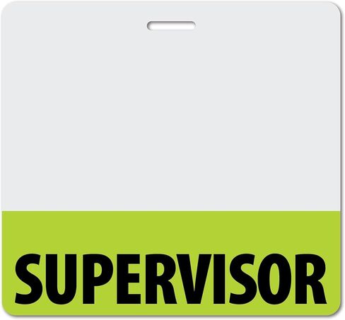 Supervisor شديد التحمل أفقيًا ورديًا ساطعًا (عبوة واحدة) - بطاقات مقاومة للانسكاب والتمزق - ملصق تعريف سريع الدور مطبوع على الوجهين في الولايات المتحدة الأمريكية من BadgeZoo in Kuwait