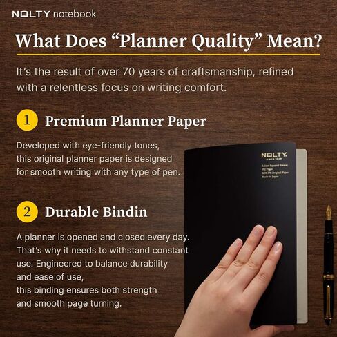 NOLTY Notebook, A5, 96 Pages, Cream Paper, 3.5mm Grid, Made in Japan, Black, NCG11 in Saudi Arabia