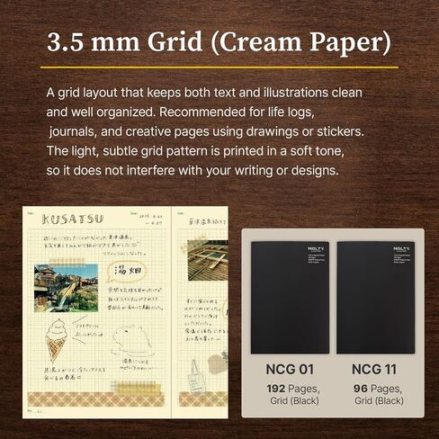 NOLTY Notebook, A5, 96 Pages, Cream Paper, 3.5mm Grid, Made in Japan, Black, NCG11 in Saudi Arabia