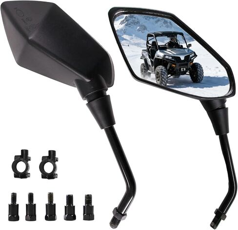 Universal Rear View Mirrors for ATV UTV Quad Motorcycle, 8MM 10MM Adjustable Side Mirrors, Wide Vision Rearview Mirror Kit Compatible with Scooter Moped Mirrors in Saudi Arabia