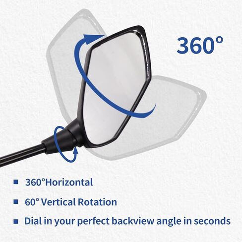 Universal Rear View Mirrors for ATV UTV Quad Motorcycle, 8MM 10MM Adjustable Side Mirrors, Wide Vision Rearview Mirror Kit Compatible with Scooter Moped Mirrors in Saudi Arabia