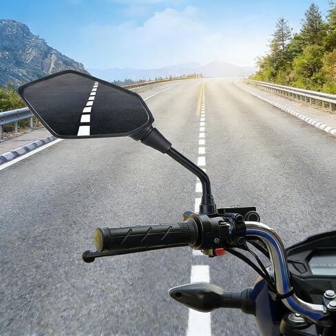 Universal Rear View Mirrors for ATV UTV Quad Motorcycle, 8MM 10MM Adjustable Side Mirrors, Wide Vision Rearview Mirror Kit Compatible with Scooter Moped Mirrors in Saudi Arabia
