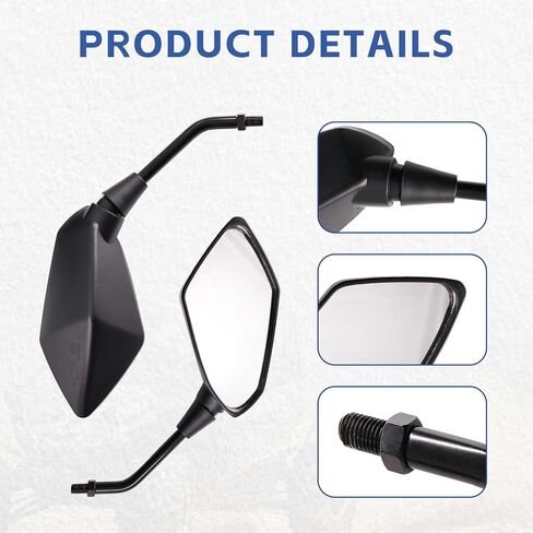 Universal Rear View Mirrors for ATV UTV Quad Motorcycle, 8MM 10MM Adjustable Side Mirrors, Wide Vision Rearview Mirror Kit Compatible with Scooter Moped Mirrors in Saudi Arabia