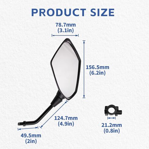 Universal Rear View Mirrors for ATV UTV Quad Motorcycle, 8MM 10MM Adjustable Side Mirrors, Wide Vision Rearview Mirror Kit Compatible with Scooter Moped Mirrors in Saudi Arabia