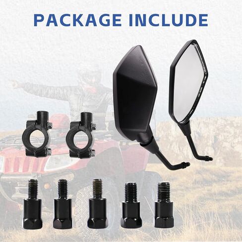 Universal Rear View Mirrors for ATV UTV Quad Motorcycle, 8MM 10MM Adjustable Side Mirrors, Wide Vision Rearview Mirror Kit Compatible with Scooter Moped Mirrors in Saudi Arabia