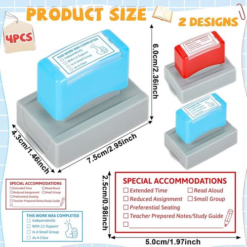 4 PCS Teacher Stamps for Classroom Self-inking Accommodations Stamp Set Completed Grading Rubber Behavior Teacher Stamps for Back to School Homework Student Dormitory First Day of School Supplies Gift in Saudi Arabia