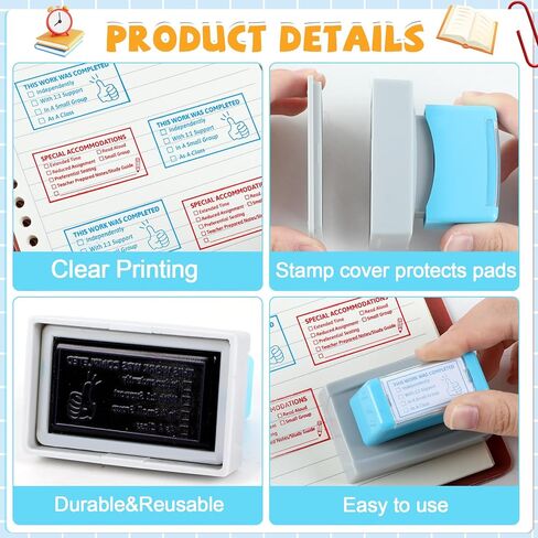 4 PCS Teacher Stamps for Classroom Self-inking Accommodations Stamp Set Completed Grading Rubber Behavior Teacher Stamps for Back to School Homework Student Dormitory First Day of School Supplies Gift in Saudi Arabia