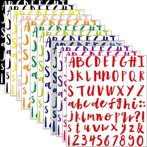 Alphabet Stickers, 900 Pcs, 12 Sheets Vinyl Self-Adhesive Letter Number Stickers, Multicolor ABC Number Labels for Mailbox, Door, Sign, Notebook, Classroom Decor, DIY Crafts Art Making in Saudi Arabia