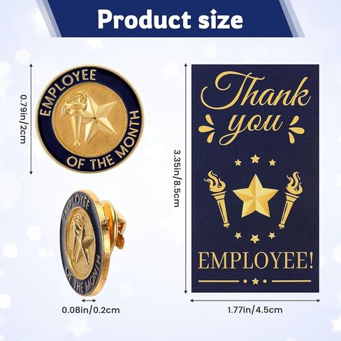 50 Sets Employee of The Month Gifts Employee Appreciation Gifts Bulk Recognition Package, Contains Star Lapel Pins, Thank You Cards and Organza Bags for Staff Team Member Recognition in Saudi Arabia