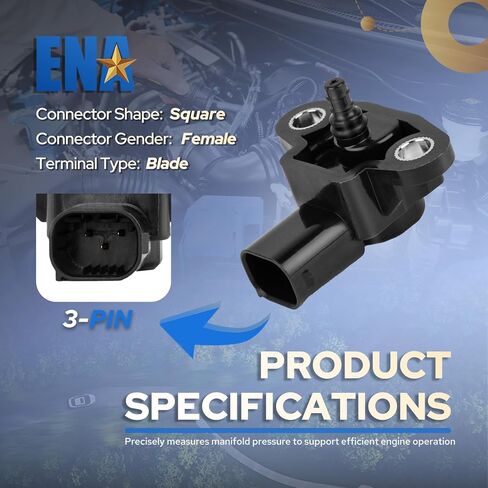 ENA Manifold Absolute Pressure Sensor Compatible with 1998-2020 Mercedes-Benz Maybach GLK350 ML350 C300 C350 E350 GL450 GL550 GL350 S500 S550 SL500 SL550 SLK350 G500 G550 Replacement for AS450 in Kuwait