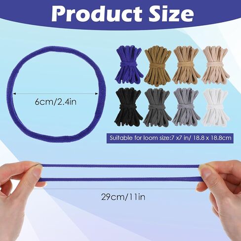 Kifmurase 800 Pcs Refill Loops for 7-Inch Weaving Loom 8 Colors Loom Loops for Potholder Making, Elastic Nylon Weaving Loop Craft Flexible Loom Bands for Adult DIY Projects Gifts in Kuwait