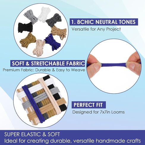 Kifmurase 800 Pcs Refill Loops for 7-Inch Weaving Loom 8 Colors Loom Loops for Potholder Making, Elastic Nylon Weaving Loop Craft Flexible Loom Bands for Adult DIY Projects Gifts in Kuwait
