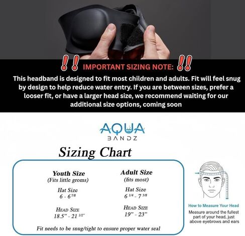 AquaBandz Swimming Headband – Ear Protection for Swimmers, Prevents Water in Ears, Comfortable & Quick-Drying – Standard – Black in Saudi Arabia