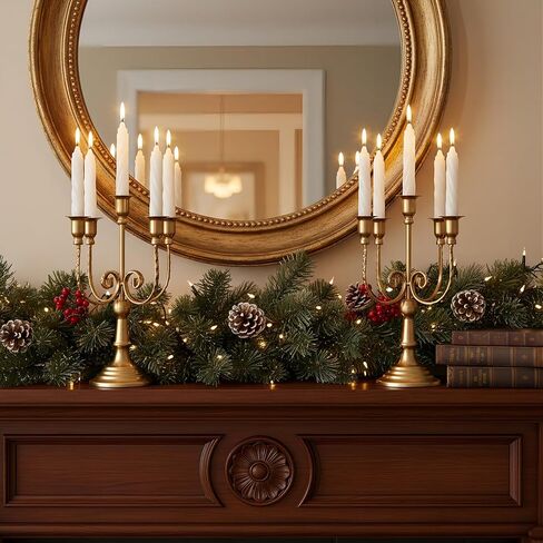 Metal Candelabra Gold Candle Stand 11.8" Tall, 5-Candle Candlestick Holder for Taper Candles, Candle Holder for Wedding Centerpiece Christmas Valentine Holiday Party Event Reception Decor, 2Pcs in Saudi Arabia