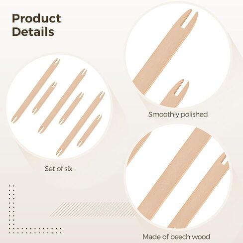 6 Pcs Beech Wood Weaving Shuttles, Large 11.81 x 0.98 in / 11.81 x 0.98 in / 30 x 2.5 cm Small 5.91 x 0.94 in / 15 x 2.4 cm Smooth Sticks for DIY Tapestry Loom Craft, Crochet Knitting Tool Set in Saudi Arabia