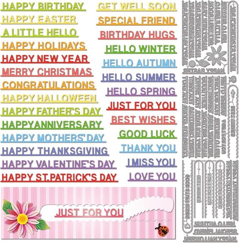 GLOBLELAND Greeting Texts Cutting Dies for Card Making Blessing Words Metal Die Cuts Retro Overlaying Artistic Greetings Die Cut Dies for DIY Cards Scrapbooking Photo Album Crafts Decor in Saudi Arabia