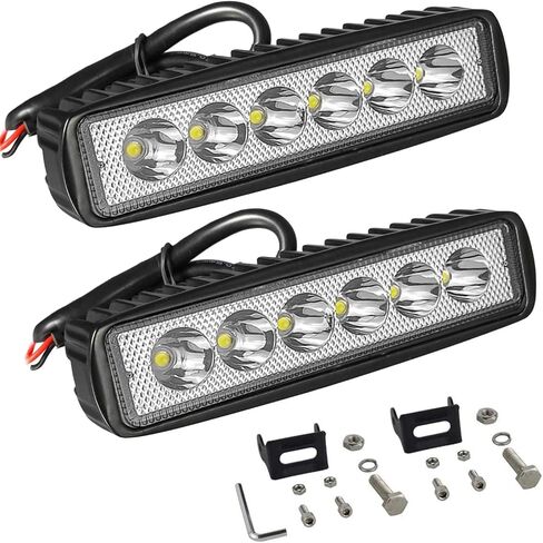 Willpower 2 قطعة شريط إضاءة LED 6 بوصة 18 وات صفوف واحدة شعاع بقعة نحيفة صغيرة LED القرون ضوء العمل على الطرق الوعرة القيادة ضوء الضباب لسيارات الدفع الرباعي ATV شاحنة دراجة نارية قارب in Kuwait