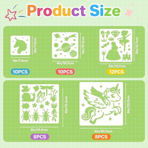48PCS Stencils for Kids, Stencils for Painting Crafts Reusable Drawing Art Stencil Washable Primary Shape Paper Scrapbooks Template for Kids Toddlers Preschool Back to School in Saudi Arabia