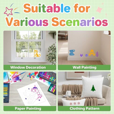 48PCS Stencils for Kids, Stencils for Painting Crafts Reusable Drawing Art Stencil Washable Primary Shape Paper Scrapbooks Template for Kids Toddlers Preschool Back to School in Saudi Arabia