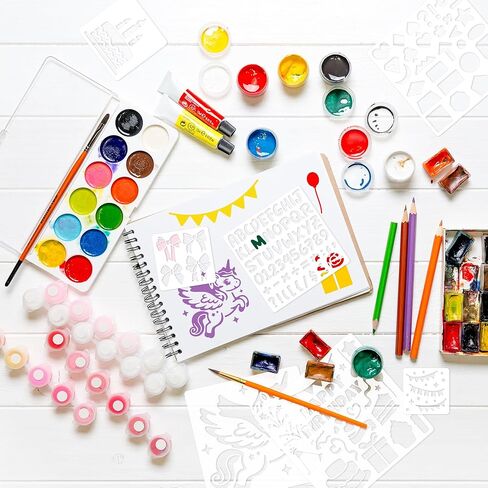 48PCS Stencils for Kids, Stencils for Painting Crafts Reusable Drawing Art Stencil Washable Primary Shape Paper Scrapbooks Template for Kids Toddlers Preschool Back to School in Saudi Arabia