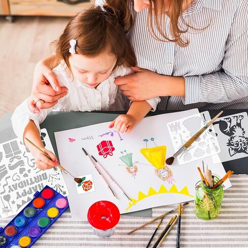 48PCS Stencils for Kids, Stencils for Painting Crafts Reusable Drawing Art Stencil Washable Primary Shape Paper Scrapbooks Template for Kids Toddlers Preschool Back to School in Saudi Arabia