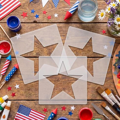 Sintuff 6 Pcs 4th of July 25 Inch Large Star Stencils for Painting 250th Anniversary Patriotic Star Stencil Craft on Yard and Lawn Reusable Plastic Drawing Template for Independence Day DIY Home Decor in Kuwait