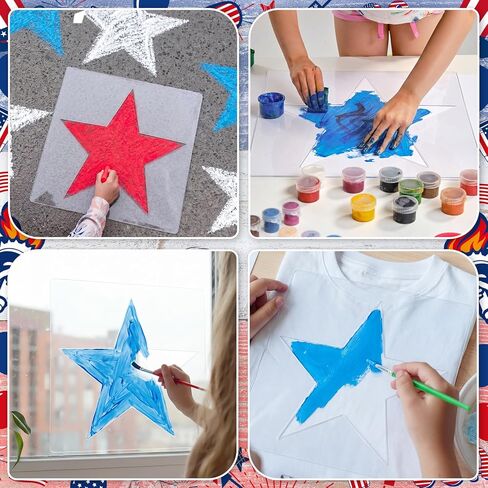 Sintuff 6 Pcs 4th of July 25 Inch Large Star Stencils for Painting 250th Anniversary Patriotic Star Stencil Craft on Yard and Lawn Reusable Plastic Drawing Template for Independence Day DIY Home Decor in Kuwait