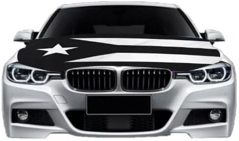 Car Hood Cover with Puerto Rico Flag Design Universal Fit Weatherproof Black for Cars Trucks SUVs in Saudi Arabia