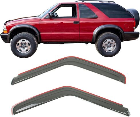 IKON MOTORSPORTS in Channel Window Visors Compatible with 94-03 Chevy S10 GMC Sonoma 95-05 Blazer 95-01 Jimmy 96-00 Isuzu Hombre, Acrylic Smoke/Tinted Rain Guards, Side Window Wind Deflectors 2PCS in Kuwait