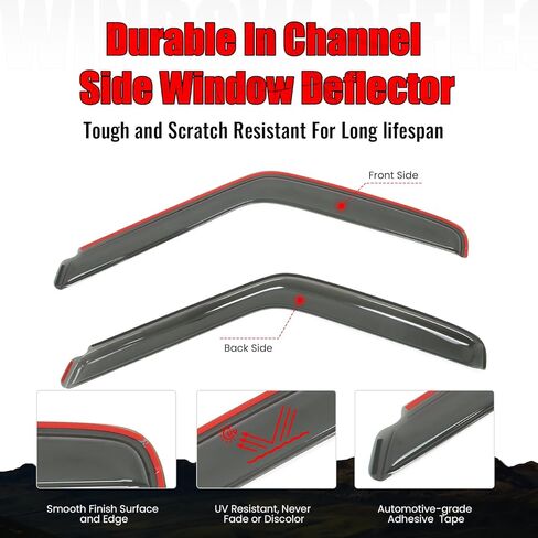 IKON MOTORSPORTS in Channel Window Visors Compatible with 94-03 Chevy S10 GMC Sonoma 95-05 Blazer 95-01 Jimmy 96-00 Isuzu Hombre, Acrylic Smoke/Tinted Rain Guards, Side Window Wind Deflectors 2PCS in Kuwait