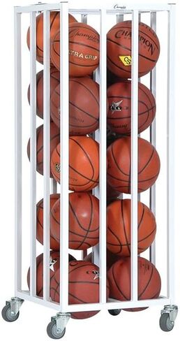 Champion Sports Three Tier Basketball Storage Cart with Swivel Caster Wheels, 24 Ball Capacity (White) in Saudi Arabia