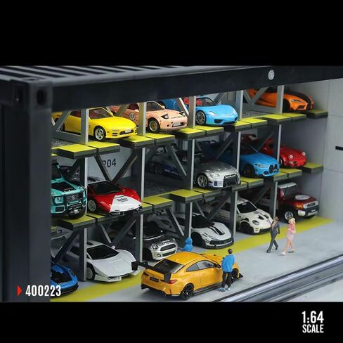 1:64 Diecast Car Display Case with LED Lighting - Multi-Level Parking Garage Diorama, Stackable & Linkable Storage Organizer for Hot Wheels, Matchbox in Saudi Arabia