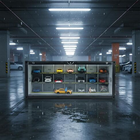 1:64 Diecast Car Display Case with LED Lighting - Multi-Level Parking Garage Diorama, Stackable & Linkable Storage Organizer for Hot Wheels, Matchbox in Saudi Arabia