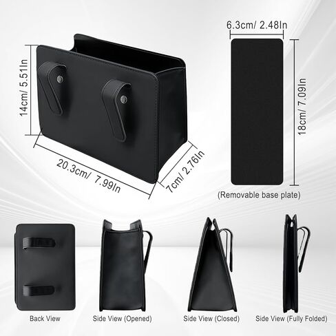 Foldable Car Trash Can, Leather Waterproof Garbage Organizer Holder for Car Interior Hanging with One Trash Bag, Hanging Dustbin Container for Truck & SUVs (Black) in Kuwait