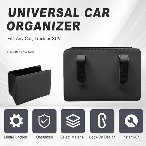 Foldable Car Trash Can, Leather Waterproof Garbage Organizer Holder for Car Interior Hanging with One Trash Bag, Hanging Dustbin Container for Truck & SUVs (Black) in Kuwait