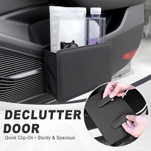 Foldable Car Trash Can, Leather Waterproof Garbage Organizer Holder for Car Interior Hanging with One Trash Bag, Hanging Dustbin Container for Truck & SUVs (Black) in Kuwait