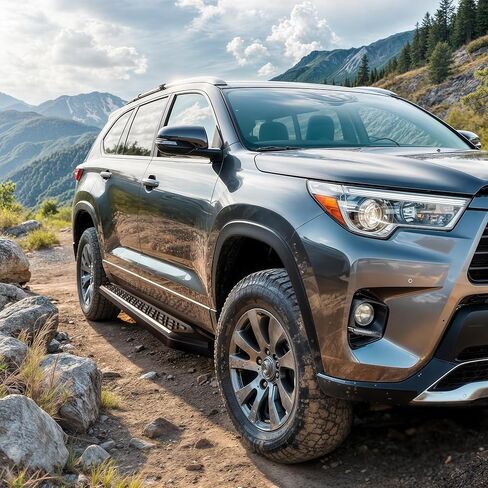 لوحات تشغيل مقاس 4 بوصات متوافقة مع 2014-2019 Toyota Highlander، قضبان خطوة من سبائك الألومنيوم البلاستيكية، قضبان Nerf بخطوات جانبية على طراز OE، عبوتان in Kuwait